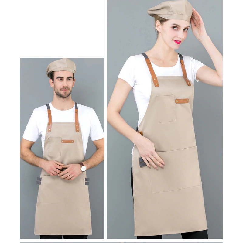Long Denim Apron with Cooking Hat