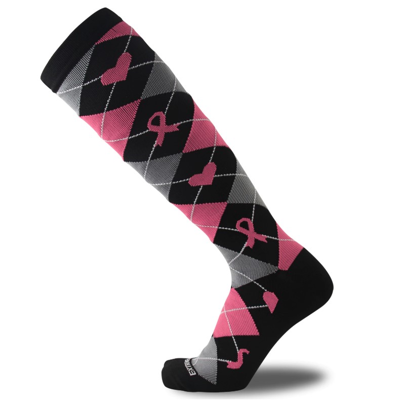 Women's Pink Ribbon Print Socks